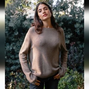 Jenni Kayne Every Day Wool & Cashmere Scoop Neck Sweater Women's Tan Large